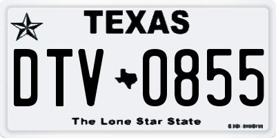 TX license plate DTV0855