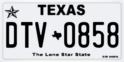 TX license plate DTV0858