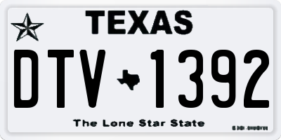 TX license plate DTV1392