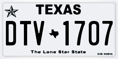 TX license plate DTV1707