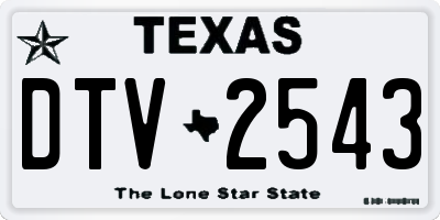 TX license plate DTV2543