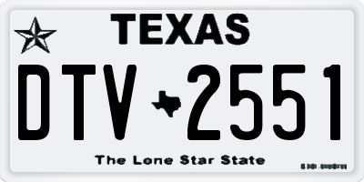 TX license plate DTV2551
