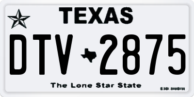 TX license plate DTV2875