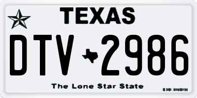 TX license plate DTV2986