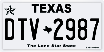 TX license plate DTV2987