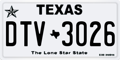 TX license plate DTV3026