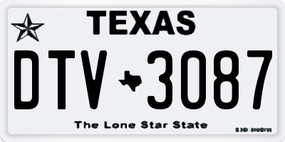 TX license plate DTV3087