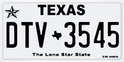 TX license plate DTV3545
