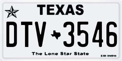 TX license plate DTV3546