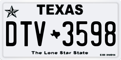 TX license plate DTV3598