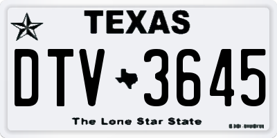 TX license plate DTV3645
