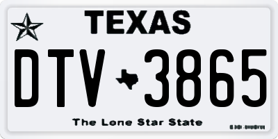 TX license plate DTV3865