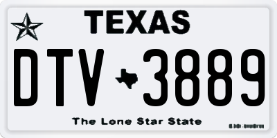 TX license plate DTV3889