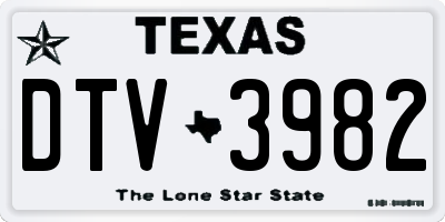 TX license plate DTV3982