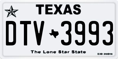 TX license plate DTV3993