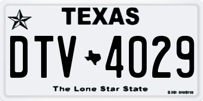 TX license plate DTV4029