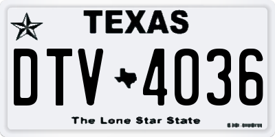TX license plate DTV4036