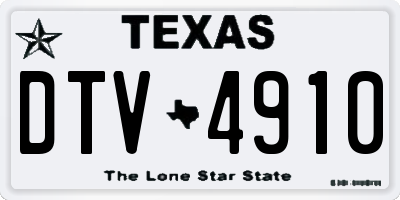 TX license plate DTV4910