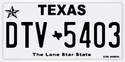 TX license plate DTV5403