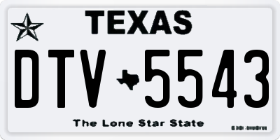 TX license plate DTV5543