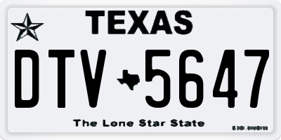 TX license plate DTV5647