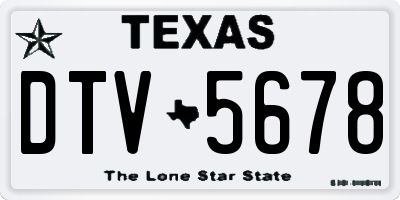TX license plate DTV5678