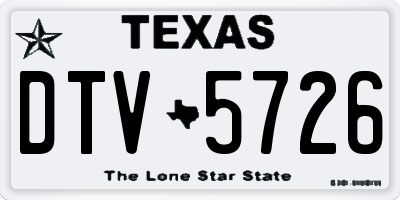 TX license plate DTV5726