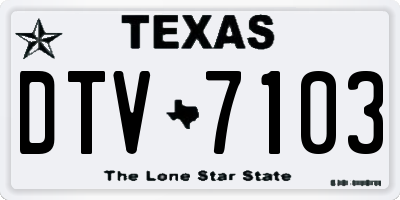 TX license plate DTV7103