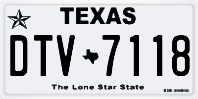 TX license plate DTV7118