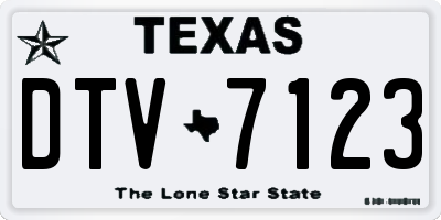TX license plate DTV7123