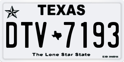 TX license plate DTV7193