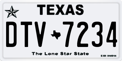 TX license plate DTV7234
