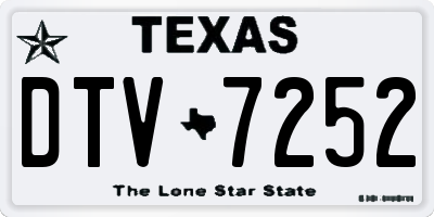 TX license plate DTV7252