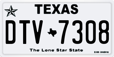 TX license plate DTV7308