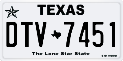 TX license plate DTV7451