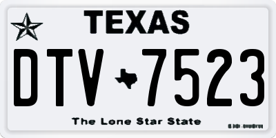 TX license plate DTV7523