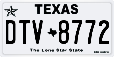 TX license plate DTV8772