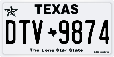 TX license plate DTV9874