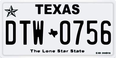 TX license plate DTW0756