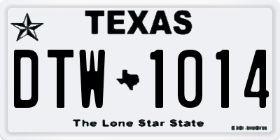 TX license plate DTW1014