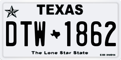 TX license plate DTW1862