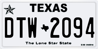 TX license plate DTW2094