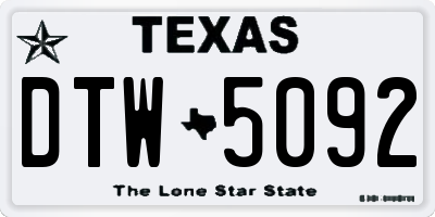 TX license plate DTW5092