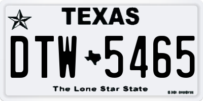TX license plate DTW5465