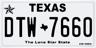 TX license plate DTW7660