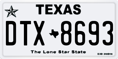 TX license plate DTX8693