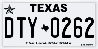 TX license plate DTY0262