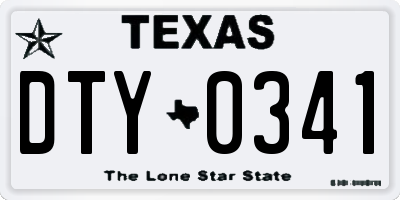 TX license plate DTY0341