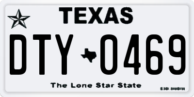 TX license plate DTY0469