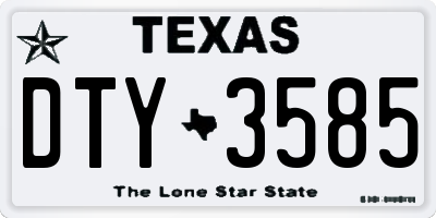 TX license plate DTY3585